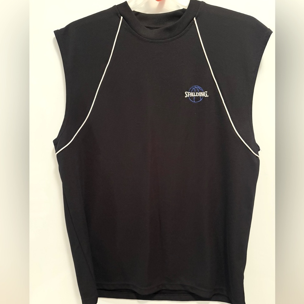 Spalding Black Athletic Tank Top with White Trim